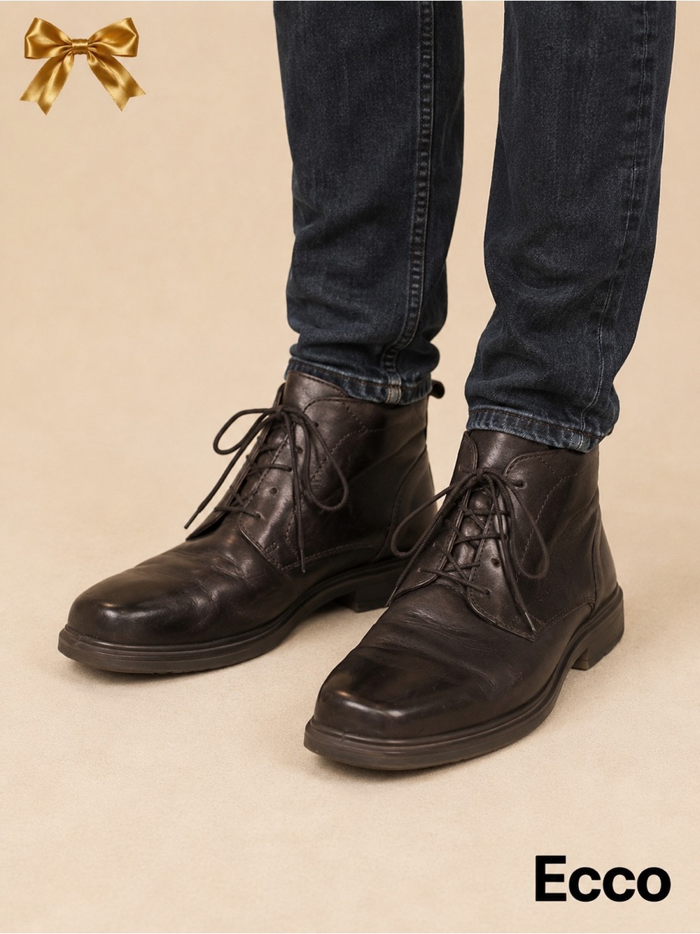 ECCO Helsinki Black Leather Chukka Boots EU 47/ US 13.5 Comfort Ankle Boots